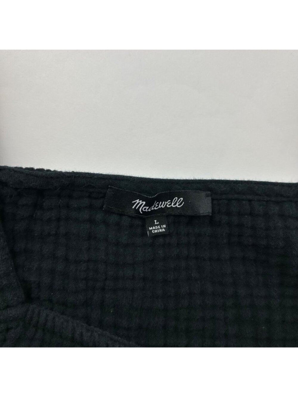 Madewell Black Cotton Gauze Millbrook Puff-Sleeve Peplum Top L - Picture 4 of 7